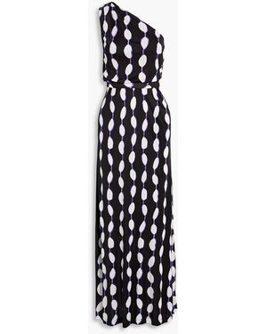 Diane von Furstenberg Kiera One-shoulder Printed Jersey Maxi Dress - White