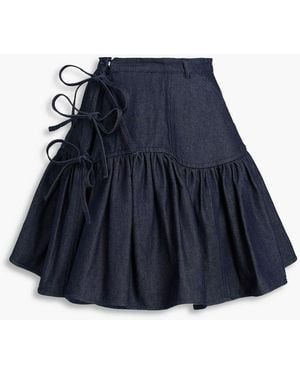 Cecilie Bahnsen Oprah Tie-Detailed Denim Skirt - Blue