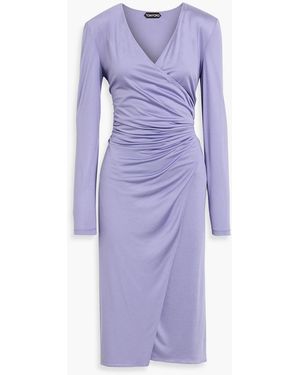 red white blue dress Kylie Jenner Met 2023 Gala Red Crepe Sky Blue Slit Long Train Dress