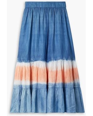 Cara Cara Amanda Tiered Tie-dyed Silk-crepe Midi Skirt - Blue