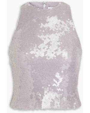 16Arlington Fleur Sequined Mesh Mini Dress - White