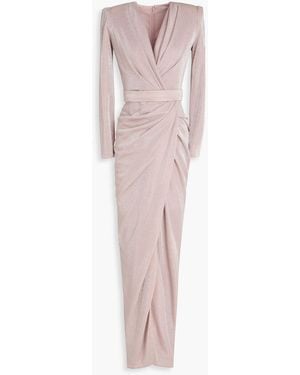 Rhea Costa Kadija Wrap-effect Lamé Gown - Pink