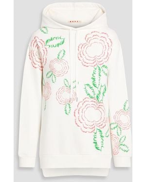 Marni Printed French Cotton-Terry Hoodie - White