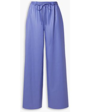 LAPOINTE Belted Faux-leather Straight-leg Trousers - Blue