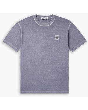 Stone Island Logo-Appliquéd Garment-Dyed Cotton-Jersey T-Shirt - Blue