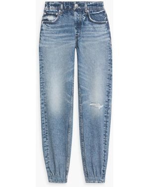 Rag & Bone Miramar Denim-Effect Print French Cotton-Terry Track Pants - Blue