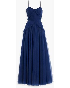 Zac Posen Pleated Tulle Gown - Blue