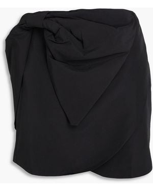 FARM Rio Wrap-Effect Bow-Detailed Taffeta Mini Skirt - Black