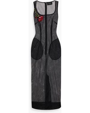 Simone Rocha Crystal-Embellished Tulle Midi Dress - Black