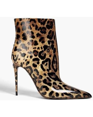 Dolce & Gabbana Leopard-Print Patent-Leather Ankle Boots - Multicolour