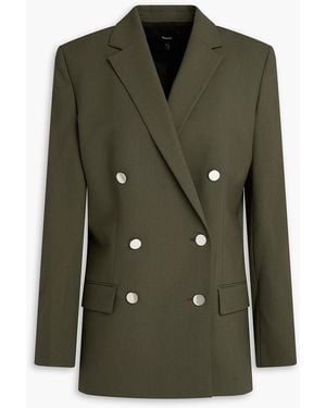 Theory Double-breasted Wool-blend Blazer - Green