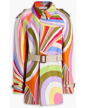 PUCCI Belted Printed Cotton-sateen Trench Coat - Purple