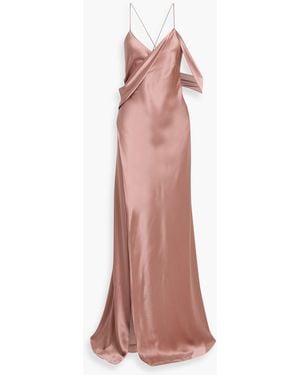 Michelle Mason Draped Silk-Satin Wrap Gown - Pink