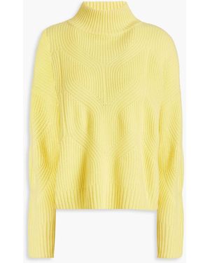 N.Peal Cashmere Ribbed Cashmere Turtleneck Jumper - Yellow