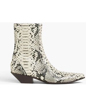 Acne Studios Snake-effect Leather Ankle Boots - White