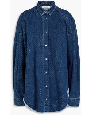 Sandro Crystal-Embellished Denim Shirt - Blue