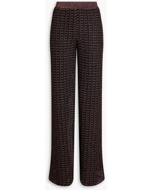 Missoni Metallic Printed Crochet-Knit Wide-Leg Trousers - Black