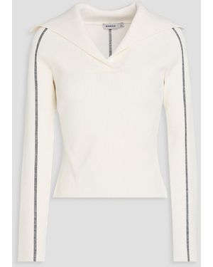 Jonathan Simkhai Ribbed-Knit Polo Sweater - White