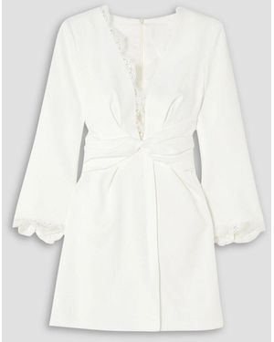 Rime Arodaky Twist-front Lace-trimmed Crepe Mini Dress - White
