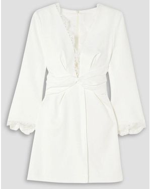 Rime Arodaky Twist-front Lace-trimmed Crepe Mini Dress - White