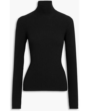 Another Tomorrow Rollkragenpullover aus einer gerippten wollmischung - Schwarz