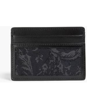Versace Athena Floral-Jacquard And Leather Cardholder - Black