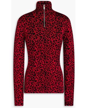 McQueen Jacquard-Knit Half-Zip Turtleneck Jumper - Red