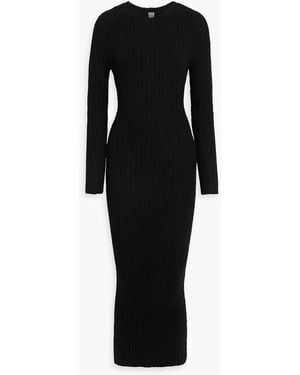 TOTEME Ribbed Bouclé-Knit Wool-Blend Midi Dress - Black