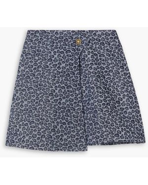 Tolu Coker Denim-jacquard Mini Wrap Skirt - Blue