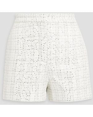 Maje Sequin-embellished Metallic Tweed Shorts - White