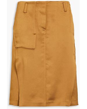 Victoria Beckham Crinkled Crepe-satin Skirt - Brown