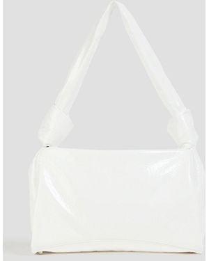 STAUD Lisbett Patent-Leather Shoulder Bag - White