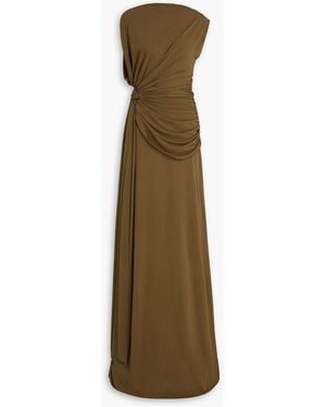 Alex Perry Knotted Draped Stretch-Jersey Maxi Dress - Natural