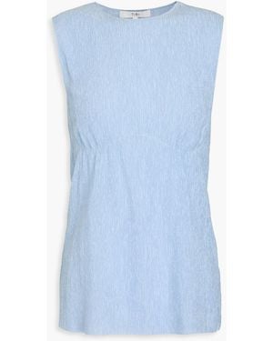 Tibi Lyocell-blend Seersucker Tank - Blue