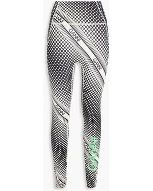 Ganni Printed Tech-jersey leggings - Grey
