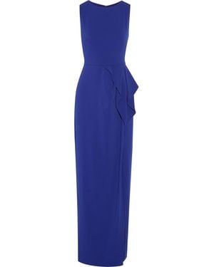 Mikael Aghal Ruffled Stretch-Cady Gown - Purple