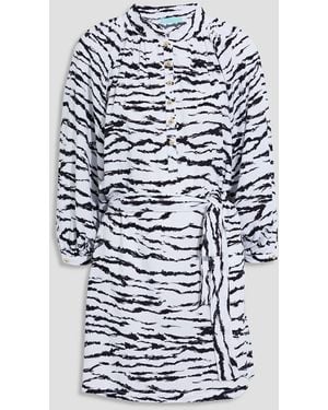 Melissa Odabash Amy Tiger-print Voile Mini Dress - Blue