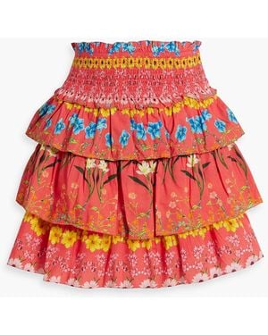 Cara Cara Lindsey Tiered Floral-print Cotton-voile Mini Skirt