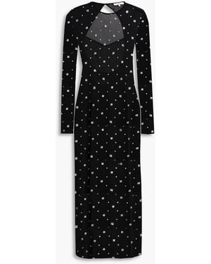 Tibi Glittered Mesh Midi Dress - Black