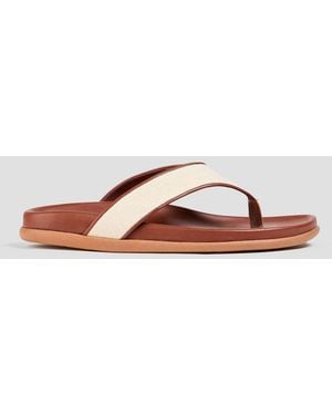 Ancient Greek Sandals Charys Leather-trimmed Canvas Sandals - White