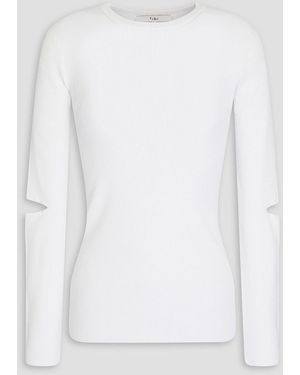 Tibi Cutout Ribbed Jersey Top - White