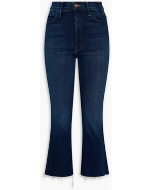 Mother The Hustler Ankle Fray Cropped High-rise Bootcut Jeans - Blue