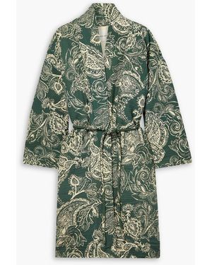 Mara Hoffman Kathya Oversized Belted Paisley-print Cotton-blend Coat - Green