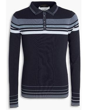 Dolce & Gabbana Striped Cotton Polo Shirt - Blue