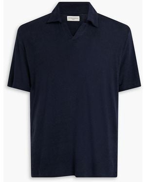 Officine Generale Simon Linen-Blend Jersey Polo Shirt - Blue