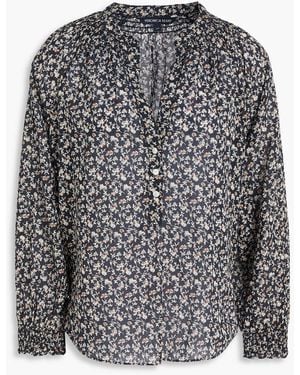 Veronica Beard Pienza Floral-print Cotton-gauze Blouse - Grey