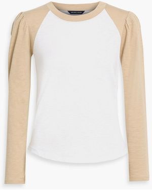Veronica Beard Mason Two-Tone Pima Cotton-Jersey Top - White