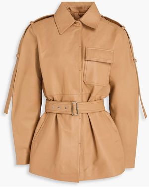 Victoria Beckham Belted Leather Jacket - Natural