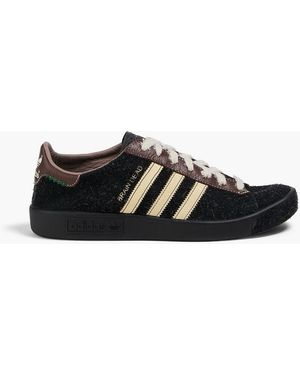 adidas x Brain Dead Forest Hills Brain Dead Brushed Suede And Pebbled-Leather Sneakers - Black