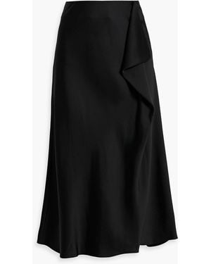 Jonathan Simkhai Blane Draped Satin-Crepe Midi Skirt - Black